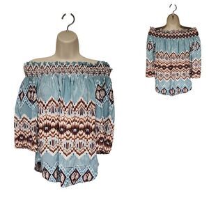 Karen Kane Tie Dye Cold Shoulder 3/4 Sleeve Flowry Blouse Size M